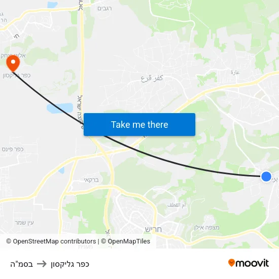 בסמ"ה to כפר גליקסון map