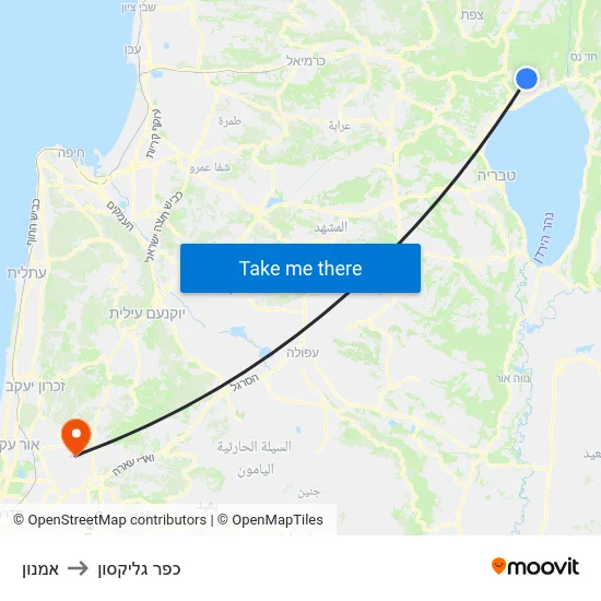אמנון to כפר גליקסון map