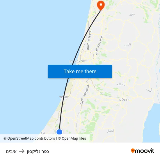 איבים to כפר גליקסון map
