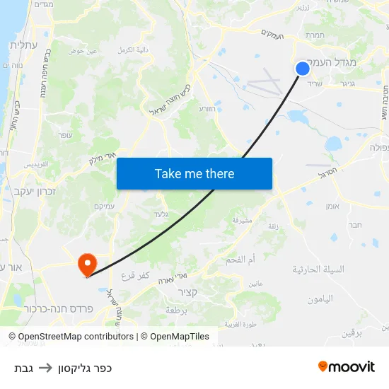 גבת to כפר גליקסון map