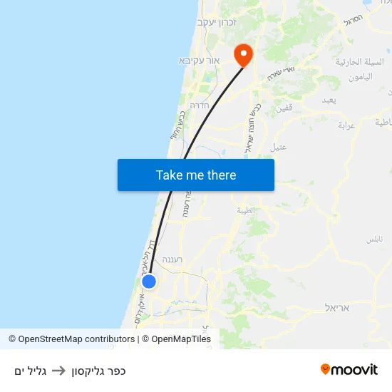 גליל ים to כפר גליקסון map