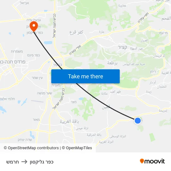 חרמש to כפר גליקסון map