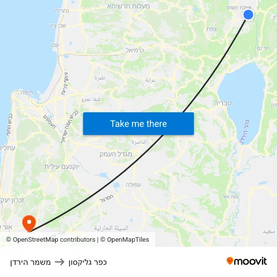 משמר הירדן to כפר גליקסון map