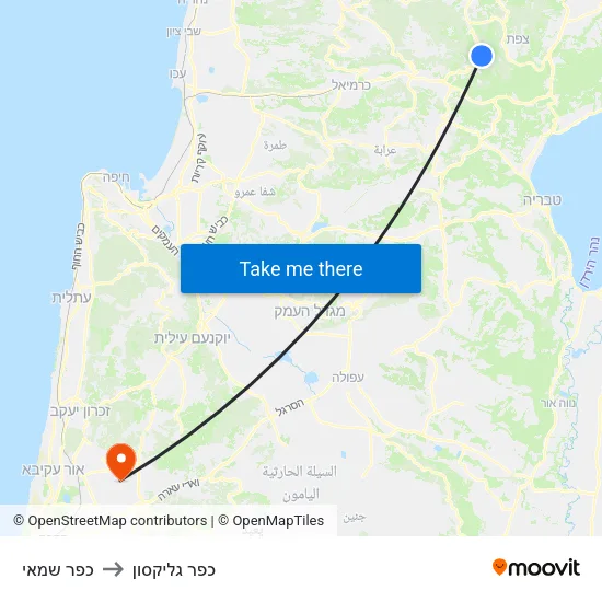 כפר שמאי to כפר גליקסון map