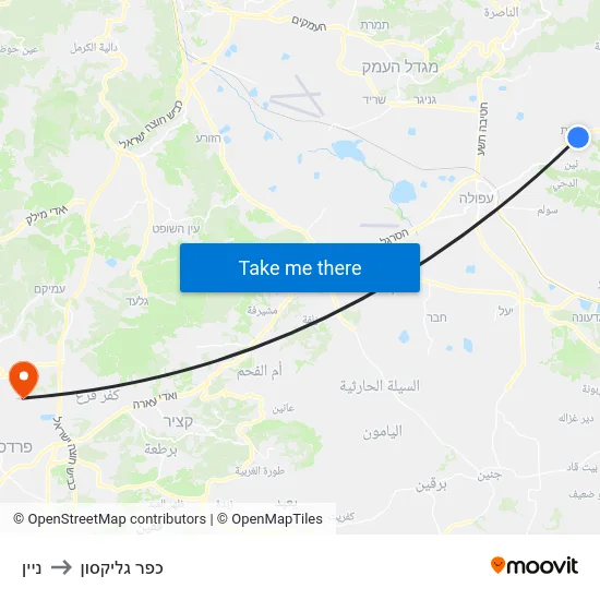 ניין to כפר גליקסון map