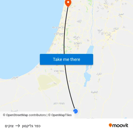 צוקים to כפר גליקסון map