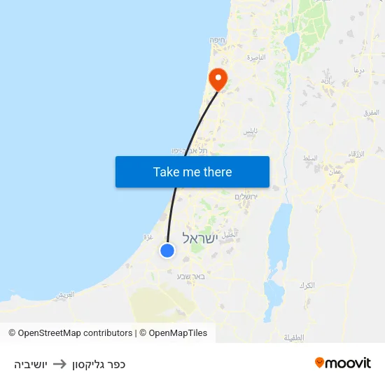 יושיביה to כפר גליקסון map
