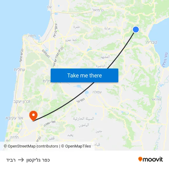 רביד to כפר גליקסון map