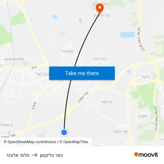 תלמי אלעזר to כפר גליקסון map