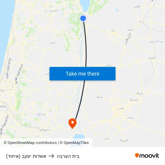 אשדות יעקב (איחוד) to בית הערבה map