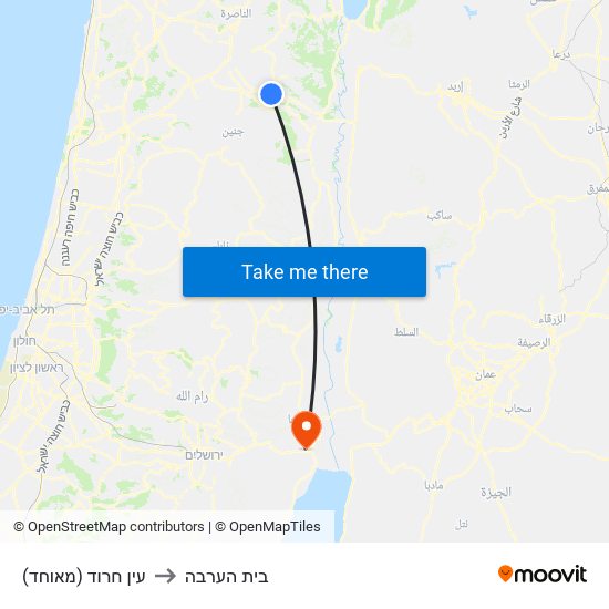 עין חרוד (מאוחד) to בית הערבה map