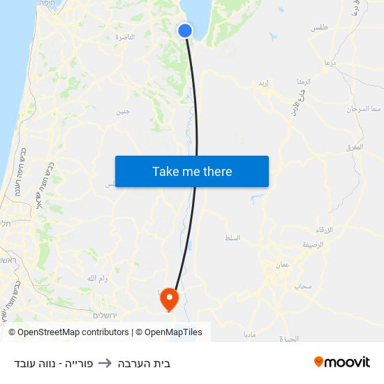 פורייה - נווה עובד to בית הערבה map