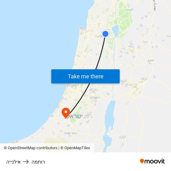 אילנייה to רוחמה map