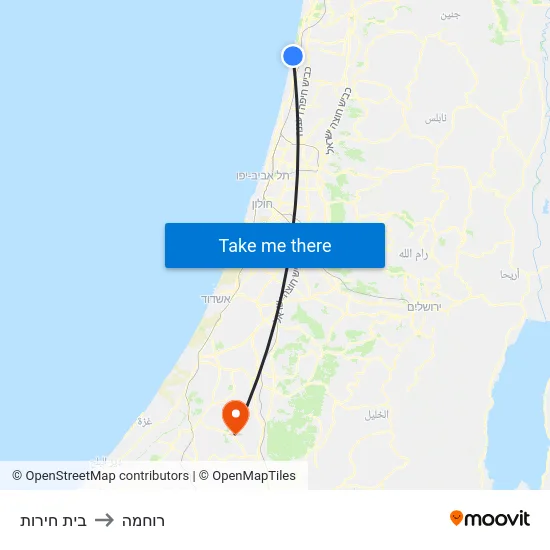 בית חירות to רוחמה map