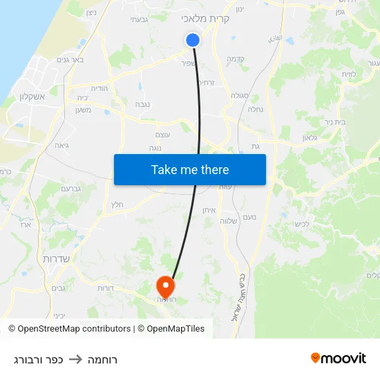 כפר ורבורג to רוחמה map