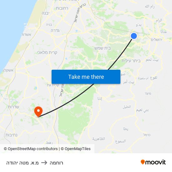 מ.א. מטה יהודה to רוחמה map