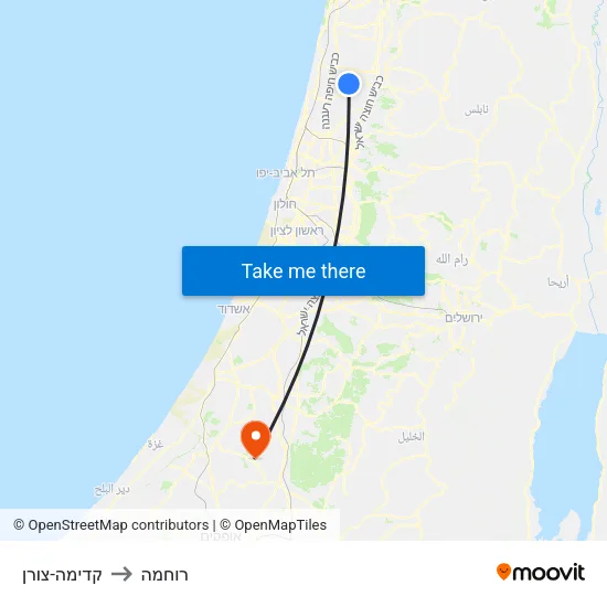 קדימה-צורן to רוחמה map