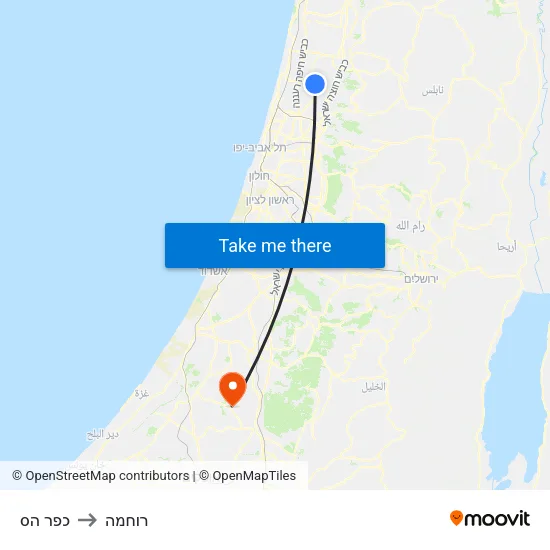 כפר הס to רוחמה map
