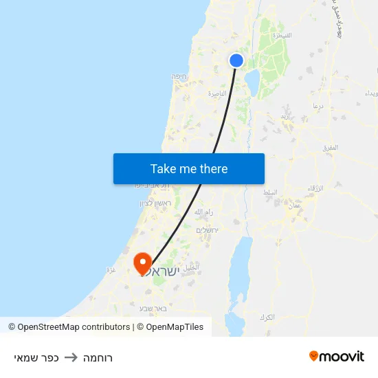 כפר שמאי to רוחמה map