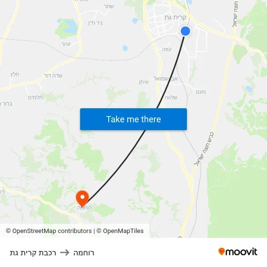 רכבת קרית גת to רוחמה map