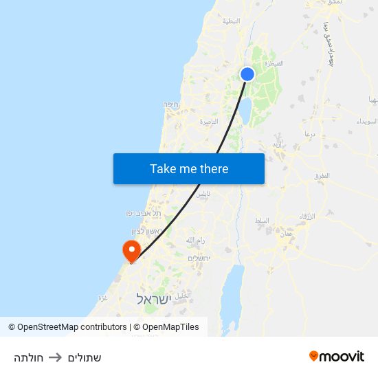 חולתה to שתולים map