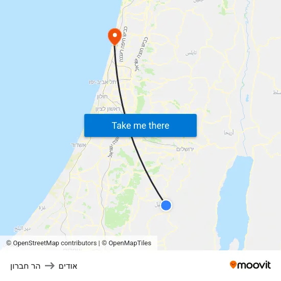 הר חברון to אודים map