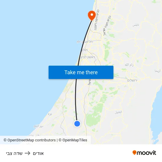 שדה צבי to אודים map