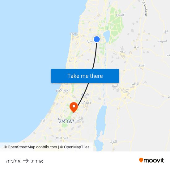 אילנייה to אדרת map