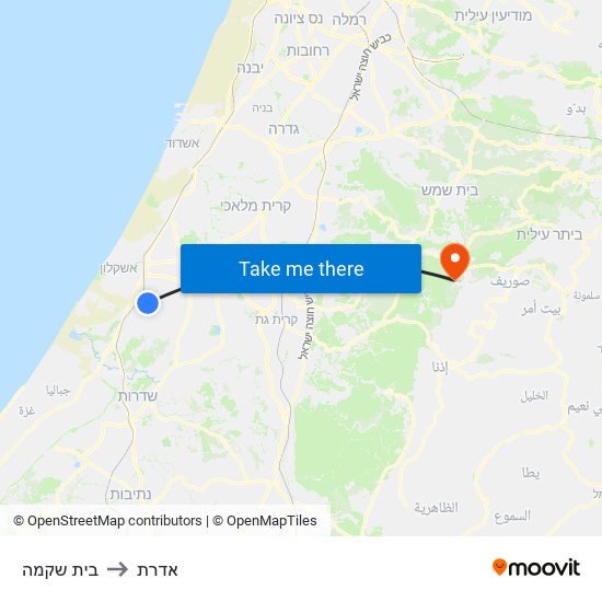 בית שקמה to אדרת map