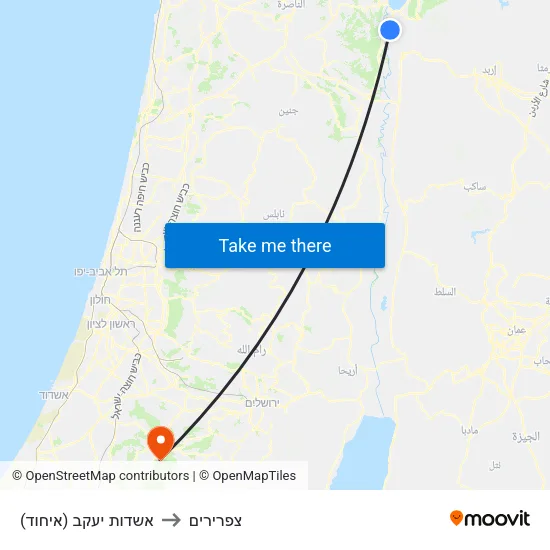 אשדות יעקב (איחוד) to צפרירים map
