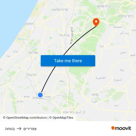 בטחה to צפרירים map
