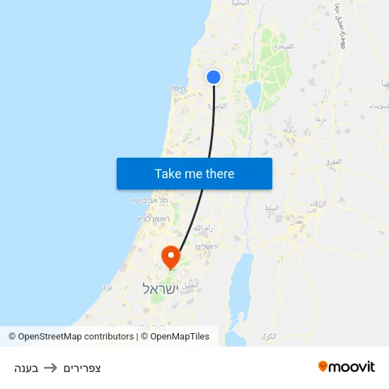 בענה to צפרירים map