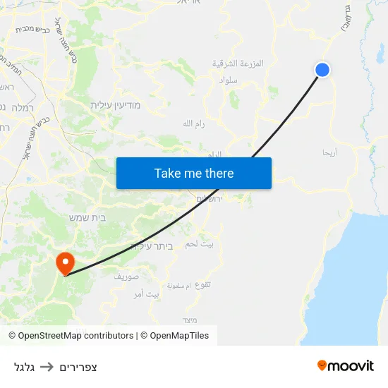 גלגל to צפרירים map