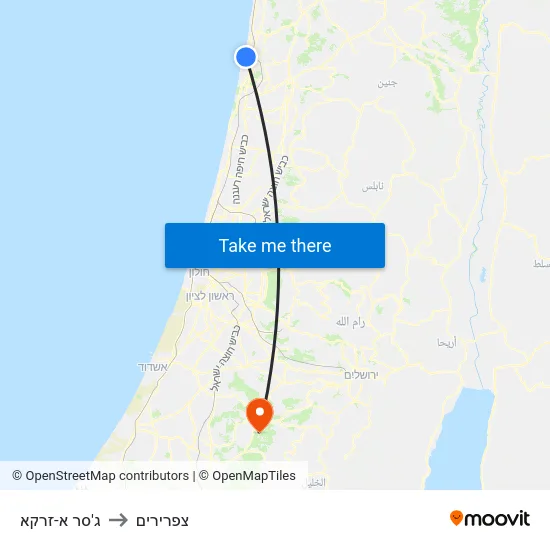 ג'סר א-זרקא to צפרירים map