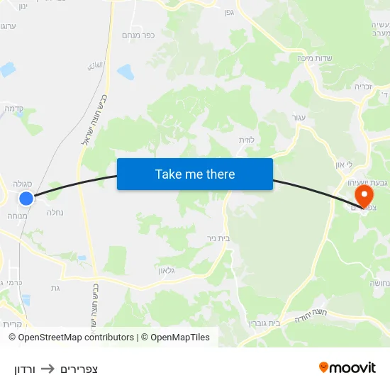 ורדון to צפרירים map