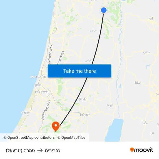טמרה (יזרעאל) to צפרירים map