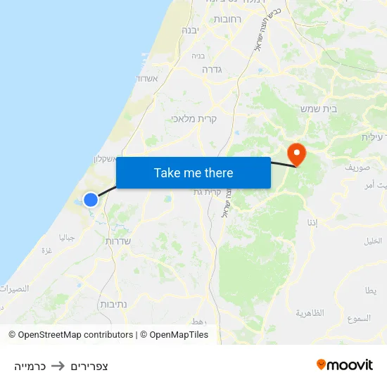 כרמייה to צפרירים map