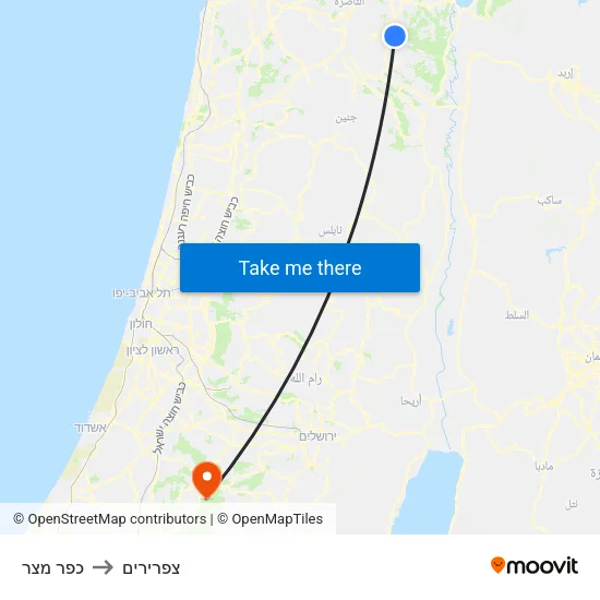 כפר מצר to צפרירים map