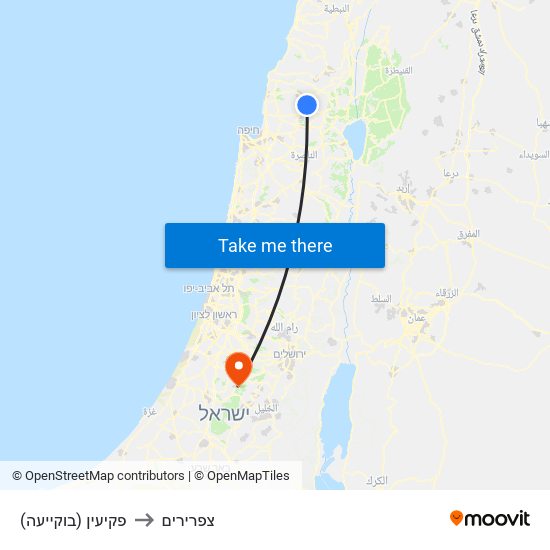 פקיעין (בוקייעה) to צפרירים map