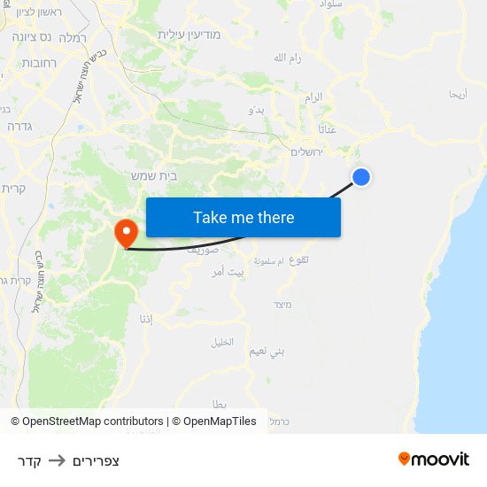 קדר to צפרירים map