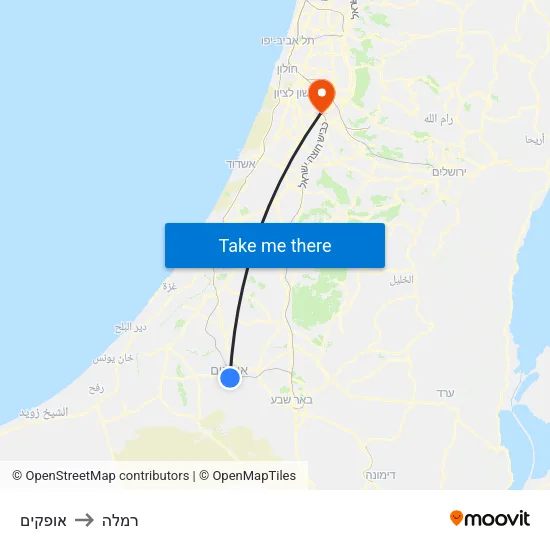 אופקים to רמלה map