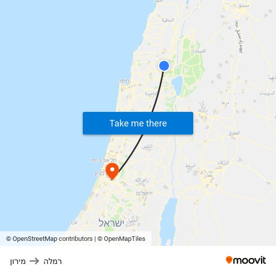 מירון to רמלה map