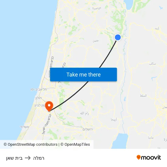 בית שאן to רמלה map