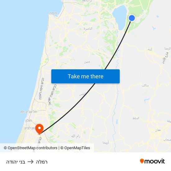 בני יהודה to רמלה map