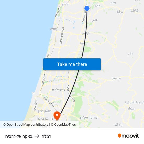 באקה אל-גרביה to רמלה map