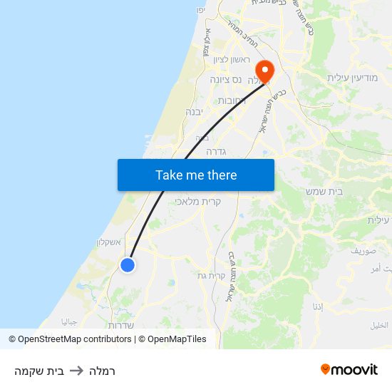 בית שקמה to רמלה map