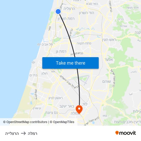 הרצלייה to רמלה map