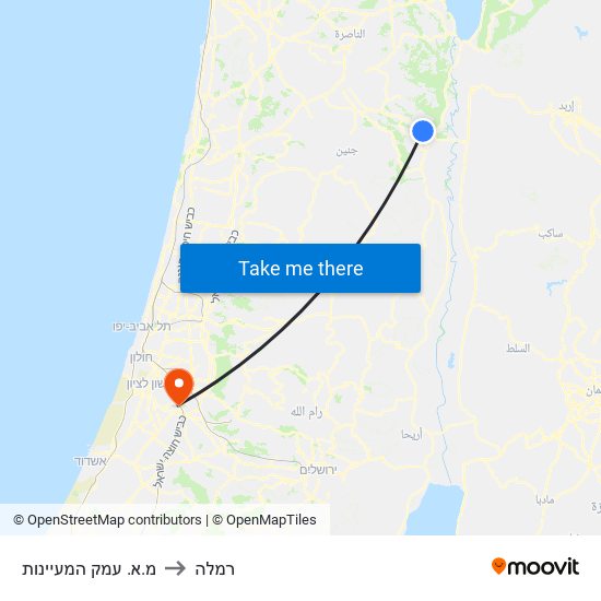 מ.א. עמק המעיינות to רמלה map