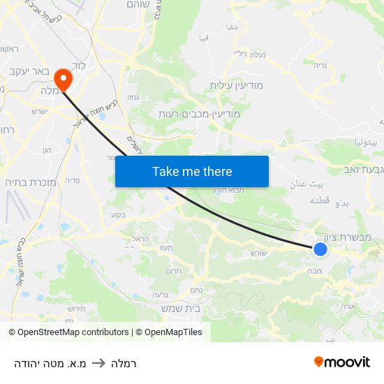 מ.א. מטה יהודה to רמלה map