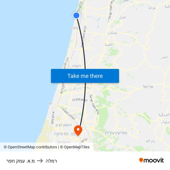 מ.א. עמק חפר to רמלה map